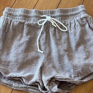 Jetty Cozy Terry Drawstring Women's Shorts - Tan Size Medium 100% Cotton